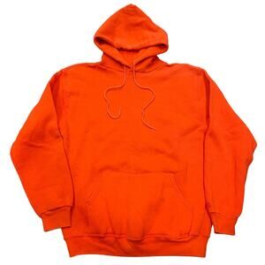 Vintage Russell Athletic 80s Mens Orange Essential Blank Sweatshirt Hoodie Large